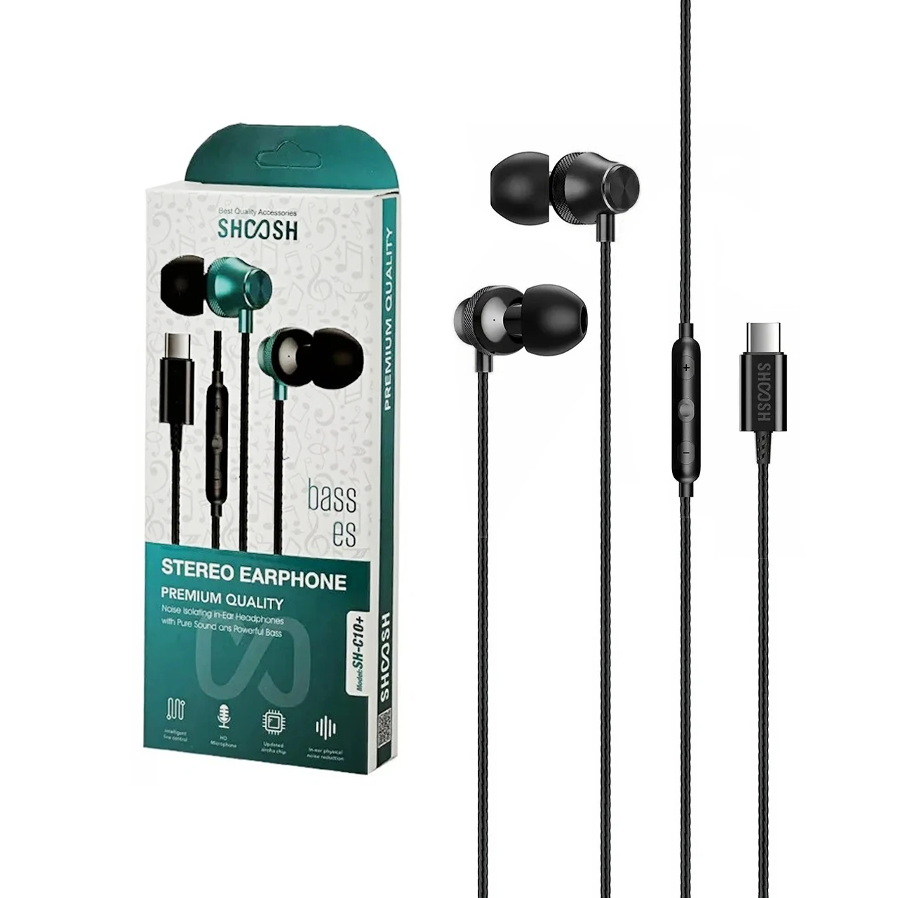 هندزفری با سیم با پورت Shoosh Type-C مدل +SH-C10 - مشکی - SMO